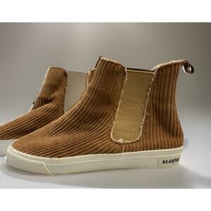 SEAVEES Laguna Corduroy Chelsea Boots Women’s 10 Tan Pull On Preppy Stylish